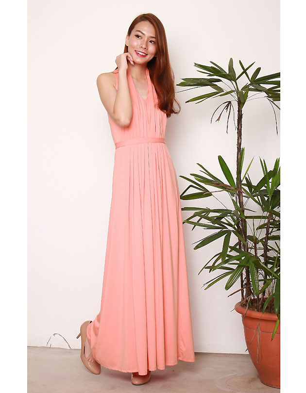 Marilyn Maxi Dress in Peach Pink